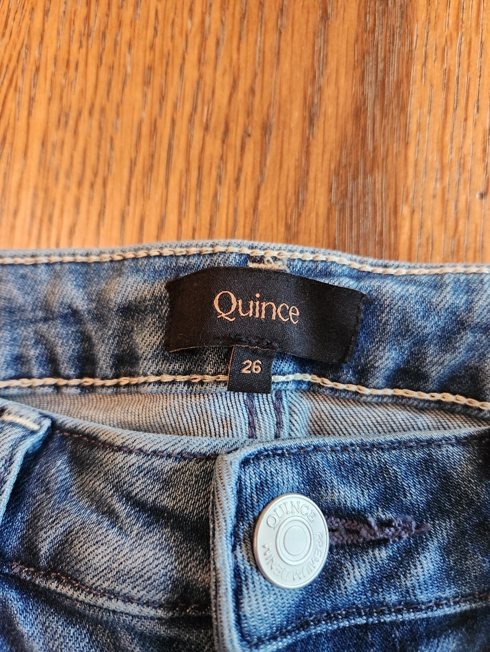 Quince High Rise Stretch Straight Leg Jeans in Seaside Blue Size 26 - Picture 3 of 5